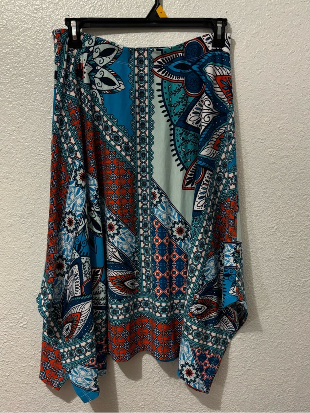 Bohemian Teal & Rust Maxi Skirt